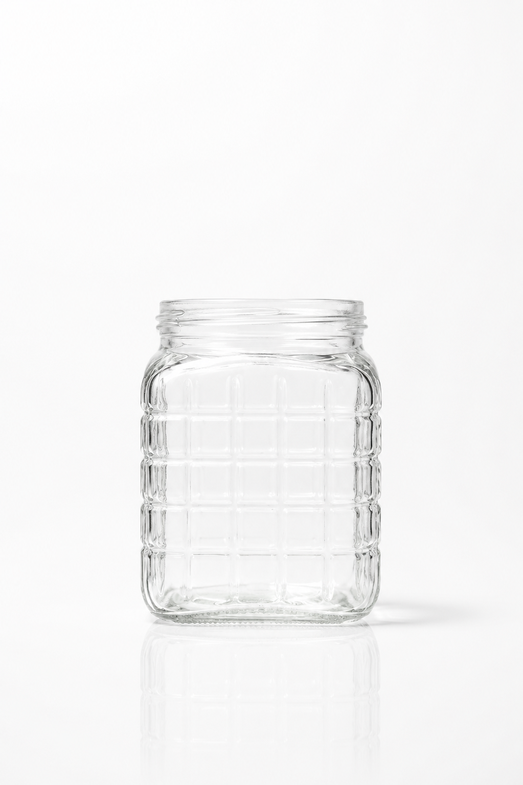 Square storage jar embossed